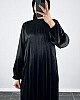 Piliseli Kadife Elbise - Siyah