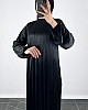 Piliseli Kadife Elbise - Siyah