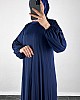 Piliseli Tesettür Elbise - Lacivert Piliseli Tesettür Elbise - Lacivert