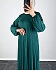Piliseli Tesettür Elbise - Petrol Mavisi Piliseli Tesettür Elbise - Petrol Mavisi