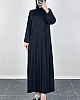 Piliseli Tesettür Elbise - Siyah