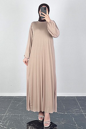 Piliseli Tesettür Elbise - Taş