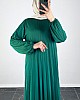 Piliseli Tesettür Elbise - Zümrüt Yeşili