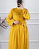 Ponpon Viskon Elbise - Sarı