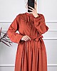 Ponpon Viskon Elbise - Turuncu