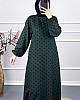 Puantiyeli Viskon Elbise - Yeşil