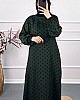 Puantiyeli Viskon Elbise - Yeşil