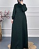 Puantiyeli Viskon Elbise - Yeşil