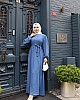 Robalı Ayrobin Elbise - Mavi