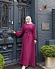 Robalı Ayrobin Elbise - Mürdüm