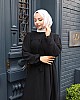 Robalı Ayrobin Elbise - Siyah