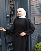 Robalı Ayrobin Elbise - Siyah