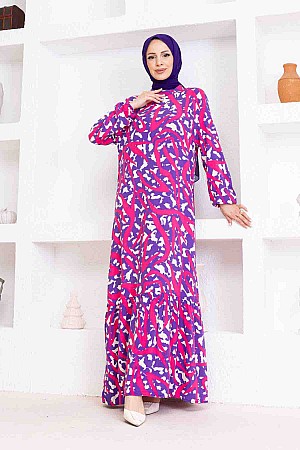 Sarmal Desenli Elbise - Eflatun