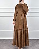 Scuba Kumaş Elbise - Kahverengi