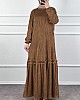 Scuba Kumaş Elbise - Kahverengi