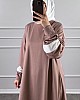 Şerit Detaylı Elbise - Pudra