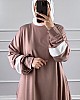 Şerit Detaylı Elbise - Pudra