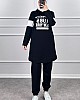 Şerit Detaylı Spor Takım - Siyah