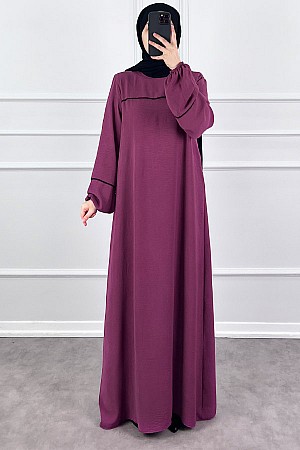 Şeritli Ayrobin Elbise - Pembe