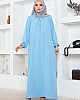 Tesettür Ferace Elbise - Buz Mavisi