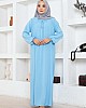 Tesettür Ferace Elbise - Buz Mavisi