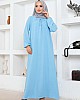 Tesettür Ferace Elbise - Buz Mavisi