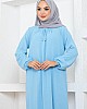 Tesettür Ferace Elbise - Buz Mavisi