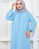 Tesettür Ferace Elbise - Buz Mavisi
