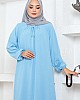 Tesettür Ferace Elbise - Buz Mavisi