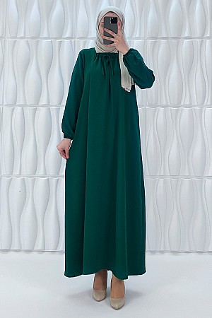 Tesettür Ferace Elbise - Çam Yeşili