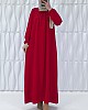 Tesettür Ferace Elbise - Kırmızı