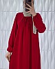 Tesettür Ferace Elbise - Kırmızı