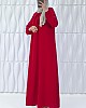 Tesettür Ferace Elbise - Kırmızı