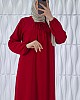Tesettür Ferace Elbise - Kırmızı