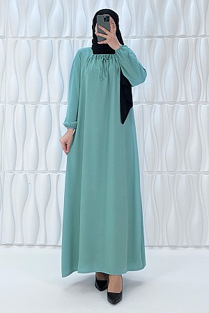 Tesettür Ferace Elbise - Mint