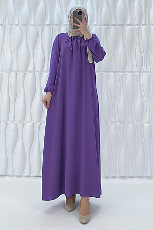 Tesettür Ferace Elbise - Mor