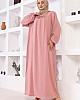 Tesettür Ferace Elbise - Pudra