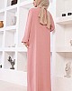 Tesettür Ferace Elbise - Pudra