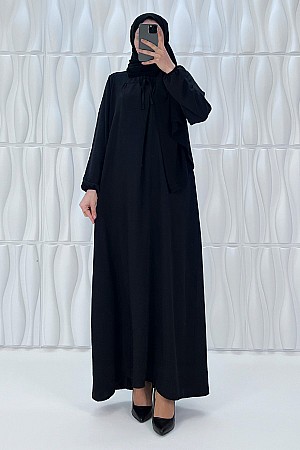 Tesettür Ferace Elbise - Siyah