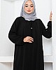 Tesettür Ferace Elbise - Siyah