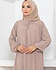 Tesettür Ferace Elbise - Taş