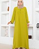 Tesettür Ferace Elbise - Yağ Yeşili