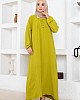 Tesettür Ferace Elbise - Yağ Yeşili