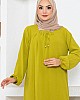 Tesettür Ferace Elbise - Yağ Yeşili