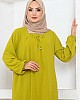 Tesettür Ferace Elbise - Yağ Yeşili