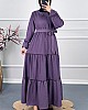 Tesettür Gofre Elbise - Mor