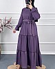 Tesettür Gofre Elbise - Mor
