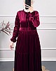 Tesettür Kadife Elbise - Bordo