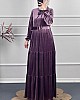Tesettür Kadife Elbise - Mor
