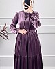 Tesettür Kadife Elbise - Mor